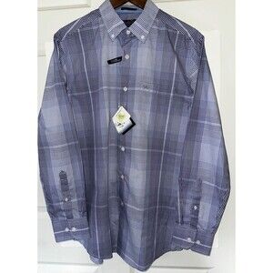 Arnold Palmer Men's Long Sleeve M‎ Button Down Blue Checkered Golf Casual Shirt
